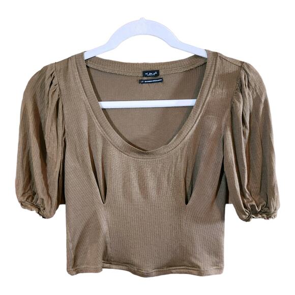 Out From Under For Urban Outfitters Remi Ribbed Puff Sleeve Crop Top Women's S - Picture 2 of 6